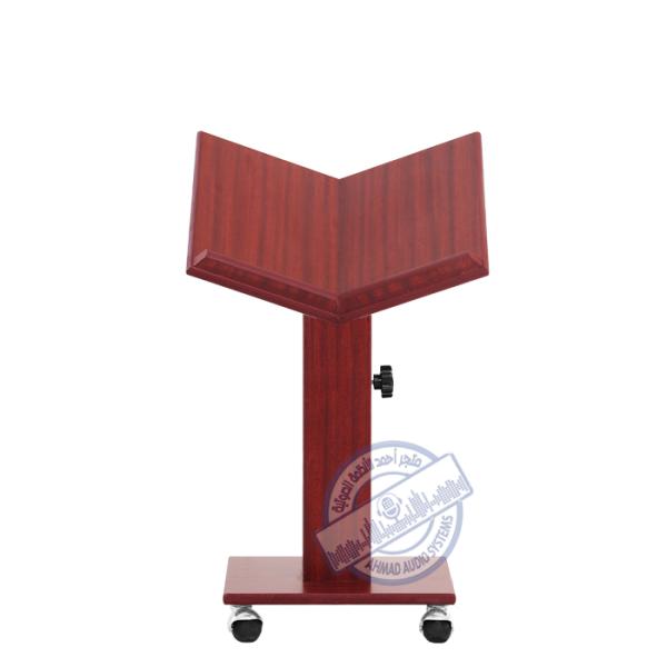  Medium wooden Quran holder M32 حامل مصحف خشبي وسط بعجلات صناعة وطنية لون العقيق الأحمر أقصى ارتفاع  65سم مناسب للقراءة اثناء الجلوس على الكرسي